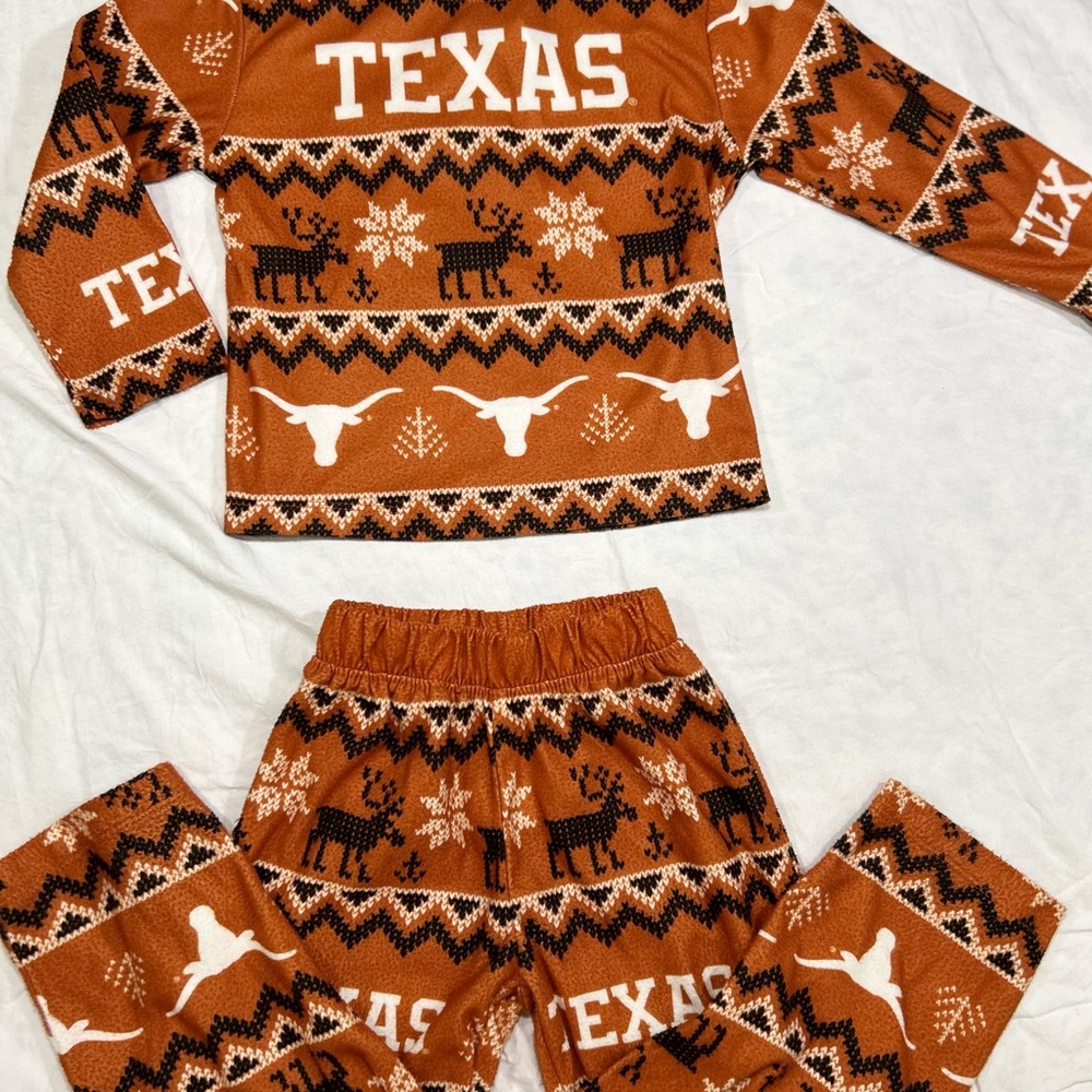 Texas Longhorn Toddler Fleece 2-Piece Set – Size 2T – Christmas Edition